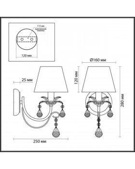 3431/1W CLASSIC ODL17 436 золото/абажур ткань/хрусталь Бра E14 40W 220V PLESANSA-foto2