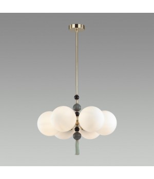 5405/6 MODERN ODL_EX23 35 золотой/серый/зеленый/белый матовый металл/керамика/ткань Люстра E14 6*40W PALLE-foto3