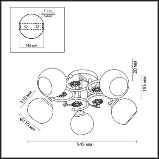 3000/5C COMFI LN16 068 белый с золотой патиной Люстра потолочная E14 5*40W 220V IVETTA-foto2