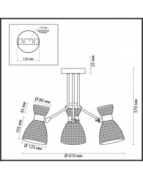 3704/3C COMFI LN19 214 античная бронза Люстра потолочная E14 3*40W 220V JACKIE-foto2