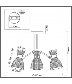 3704/3C COMFI LN19 214 античная бронза Люстра потолочная E14 3*40W 220V JACKIE-foto2