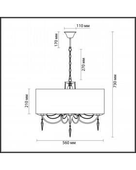 3210/5A CLASSIC ODL16 438 хром/ткань/хрусталь/цепочки Люстра E14 5*40W 220V OFELIA-foto2