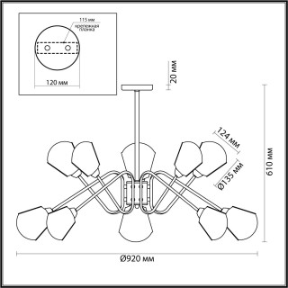 4518/10C LOFTI LN20 201 черный, бронза Люстра потолочная E14 10*40W 220V TIANA-foto2