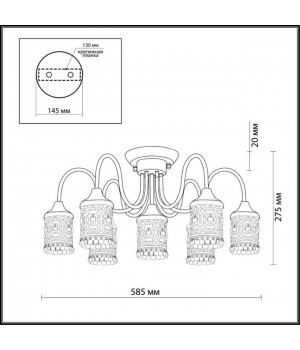 2641/7C COUNTRY ODL14 498 под бронзу/хрусталь Люстра потолочная E14 7*40W 220V SALONA-foto2