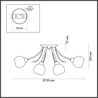 5265/8C COMFI LN23 195 античная латунь Люстра потолочная E14 8*40W 220V TULA-foto2