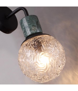 5026/1W MODERN ODL23 389 черный матовый/темно-зеленый/прозрачный металл/мрамор/стекло Бра E14 1*40W GREENI-foto5