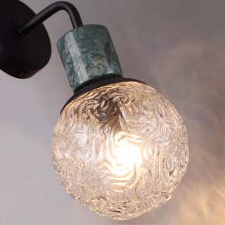 5026/1W MODERN ODL23 389 черный матовый/темно-зеленый/прозрачный металл/мрамор/стекло Бра E14 1*40W GREENI-foto5