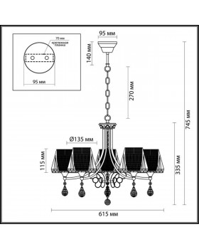 3411/5 COMFI LN17 080 хром Люстра E14 5*40W 220V MODESTA-foto2