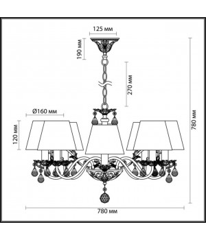 3229/8 CLASSIC ODL16 470 белый/зол.патина/ткань/хрусталь Люстра E14 8*40W 220V MAGALI-foto2