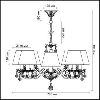 3229/8 CLASSIC ODL16 470 белый/зол.патина/ткань/хрусталь Люстра E14 8*40W 220V MAGALI-foto2