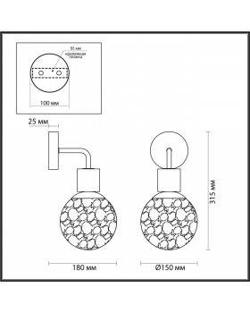 5026/1W MODERN ODL23 389 черный матовый/темно-зеленый/прозрачный металл/мрамор/стекло Бра E14 1*40W GREENI-foto2