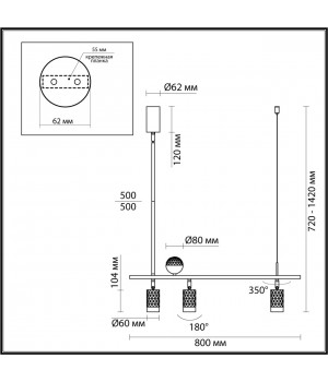 4353/36L HIGHTECH ODL23 261 античная бронза/металл Подвесной св-к IP20 LED GU10/LED 36W 520Лм AD ASTRUM-foto2