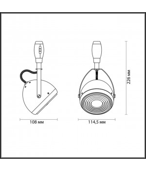 3803/1 MODERN ODL19 251 серый/металл Плафон для трека GU10 1*50W 108х114,3х209,6 GRAFFITO-foto2