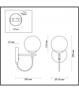 5212/1W MODERNI черный, золотой Бра с выкл. E27 60W 220V RANDI-foto2