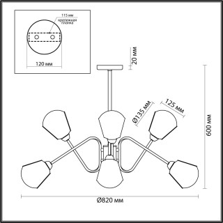 4518/8C LOFTI LN20 201 черный, бронза Люстра потолочная E14 8*40W 220V TIANA-foto2