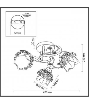 3002/3C COMFI LN16 069 белый с золотой патиной Люстра потолочная E14 3*40W 220V FLORANA-foto2