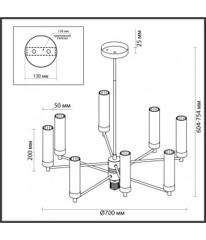 5275/8C CLASSI LN23 121 черный хром Люстра потолочная E14 8*40W 220V KAMILLA-foto2