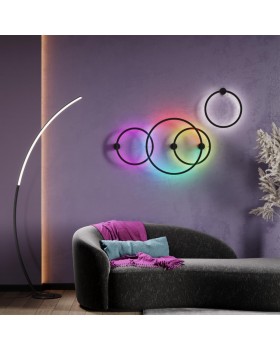 4386/24WL HIGHTECH ODL23 121 черный/металл Настенный светильник IP20 RGB динамическая подсветка ПДУ в комплекте LED 24W 3000K OMEN-foto4