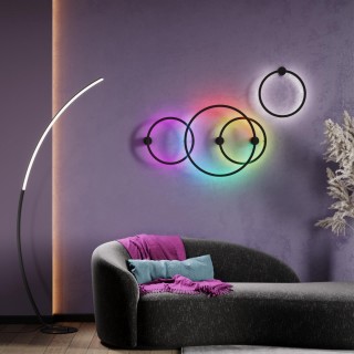 4386/24WL HIGHTECH ODL23 121 черный/металл Настенный светильник IP20 RGB динамическая подсветка ПДУ в комплекте LED 24W 3000K OMEN-foto4