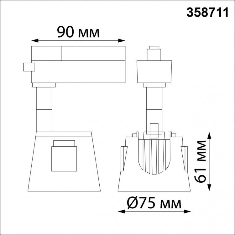 358711 PORT NT21 094 черный Светильник трековый однофазный трехжильный IP20 LED 4000K 10W 100-265V KNOF