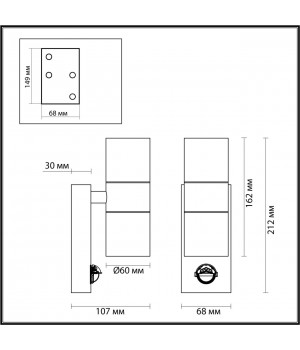 4388/2W HIGHTECH ODL23 561 нерж. сталь/металл/пвх стойкий к УФ излучению Настенный светильник с датчиком движения IP44 LED GU10 7W MOTTO-foto2