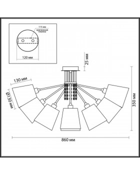 3314/8C COMFI LN17 93 хром/абажур ткань/подвески хрусталь Люстра потолочная E14 8*40W 220V ZULIENNA-foto2