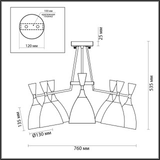 4494/8C MODERNI LN20 135 белый, черный, золотой Люстра потолочная E14 8*60W 220V OLIVER-foto2