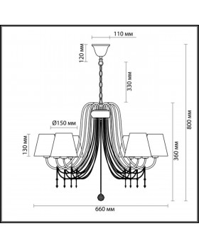 3307/8 COMFI LN17 199 хром/ткань/декор.цепочки/хрусталь Люстра E14 8*40W 220V FELIKINA-foto2