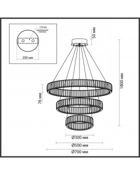5015/88L L-VISION ODL23 427 золотой/прозрачный металл/хрусталь Люстра LED 88W 4000K 10200Лм VEKIA-foto2