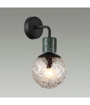 5026/1W MODERN ODL23 389 черный матовый/темно-зеленый/прозрачный металл/мрамор/стекло Бра E14 1*40W GREENI-foto3