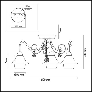 3685/3C COMFI LN18 083 матовый никель/стекло Люстра потолочная E14 3*40W 220V BRITTANY-foto2