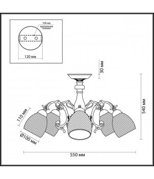 3092/5 COMFI LN16 074 бронзовый Люстра потолочная E14 5*40W 220V NINELLA-foto2