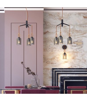 4657/3 COUNTRY ODL20 493 черный/золотой/дымчатый Подвес E27 3*60W 220V OPIKA-foto3