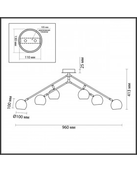 3635/6C MODERNI LN18 147 черный с бронзой Люстра потолочная G9 6*40W 220V NERUNI-foto2