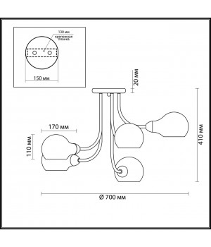 4445/5C MODERNI LN20 166 античная латунь, дымчатый Люстра потолочная E14 5*40W 220V MASON-foto2