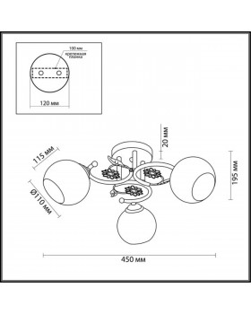 3000/3C COMFI LN16 068 белый с золотой патиной Люстра потолочная E14 3*40W 220V IVETTA-foto2