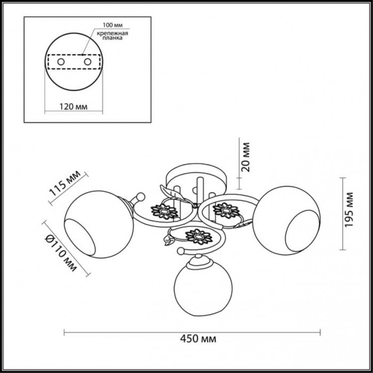 3000/3C COMFI LN16 068 белый с золотой патиной Люстра потолочная E14 3*40W 220V IVETTA