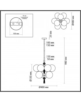 5405/9 MODERN ODL_EX23 35 золотой/серый/зеленый/белый матовый металл/керамика/стекло Люстра E14 9*40W PALLE-foto2
