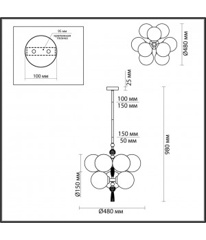 5405/9 MODERN ODL_EX23 35 золотой/серый/зеленый/белый матовый металл/керамика/стекло Люстра E14 9*40W PALLE-foto2