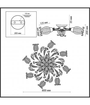 2252/8C COUNTRY ODL12 505 цветной Люстра потолочная E14 8*60W 220V AMELI-foto2