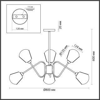 4518/6C LOFTI LN20 200 черный, бронза Люстра потолочная E14 6*40W 220V TIANA-foto2