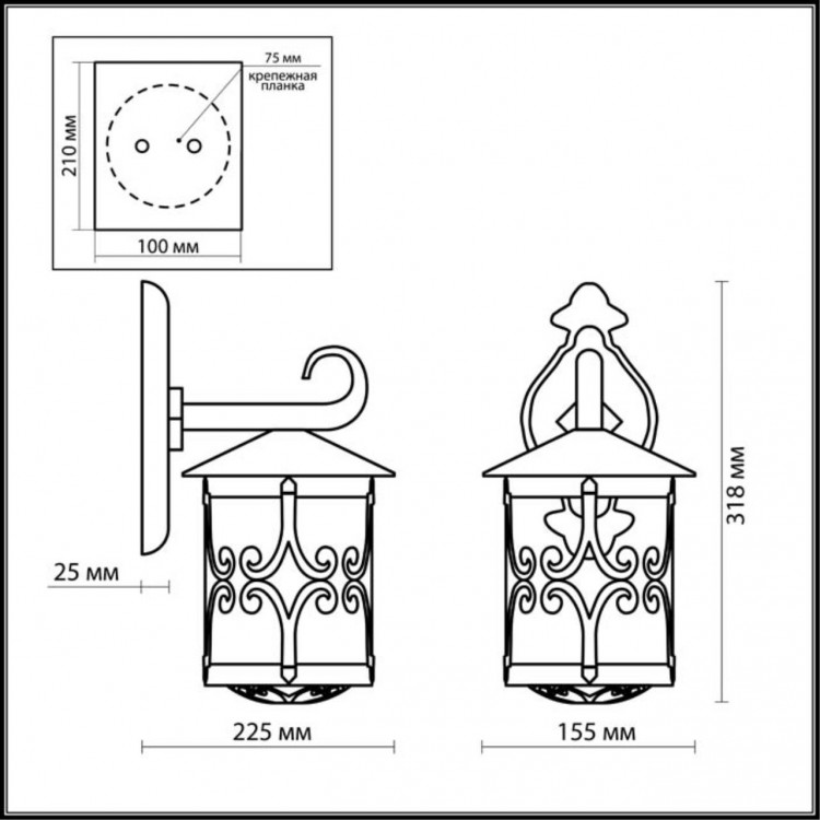 2311/1W NATURE ODL12 590 коричневый Уличный настен светильник IP44 E27 60W 220V BUKLE