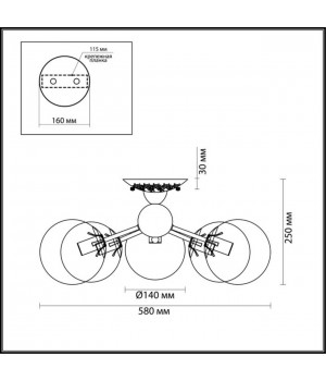 3060/5C COMFI LN16 082 хром Люстра потолочная E14 5*40W 220V PALLA-foto2