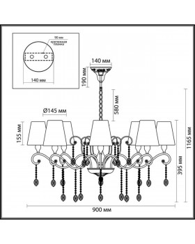 3393/8 CLASSIC ODL17 466 мат.золото/серебр.патина/хрусталь Люстра E14 8*40W 220V GAELLORI-foto2