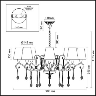 3393/8 CLASSIC ODL17 466 мат.золото/серебр.патина/хрусталь Люстра E14 8*40W 220V GAELLORI-foto2