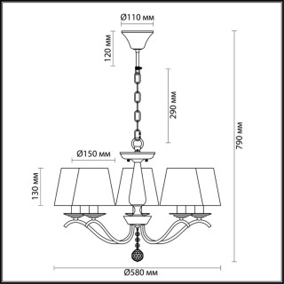 3712/5 NEOCLASSI LN19 105 белый Люстра E14 5*60W 220V HAYLEY-foto2