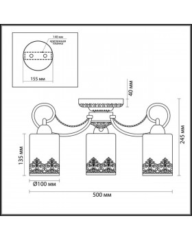 3070/3C COMFI LN16 067 бронзовый Люстра потолочная E27 3*40W 220V CITADELLA-foto2