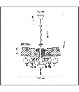 2997/5 COMFI LN16 094 хром/ткань/хрусталь Люстра Е14 5*40W 220V FRITTA-foto2