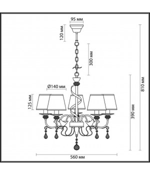 3404/5 CLASSI LN17 092 белый с золотой патиной Люстра E14 5*40W 220V FRERI-foto2