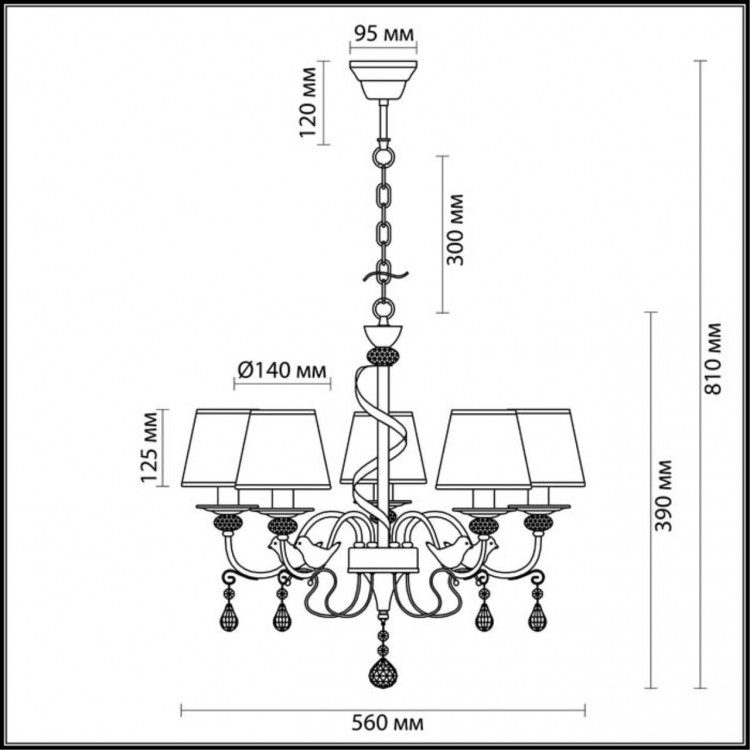 3404/5 CLASSI LN17 092 белый с золотой патиной Люстра E14 5*40W 220V FRERI